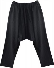 img 2 attached to Women'S Linen Harem Long Pants - SCOFEEL Drop Crotch Drape Culottes Trousers