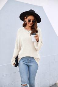 img 2 attached to PEIQI Women'S Oversized Knit Lantern Sleeve Crewneck Loose Drop Shoulder Casual Soild Pullover Sweater