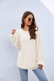 img 3 attached to PEIQI Women'S Oversized Knit Lantern Sleeve Crewneck Loose Drop Shoulder Casual Soild Pullover Sweater