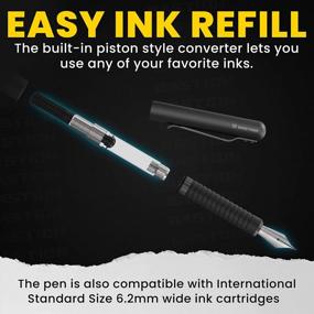 img 1 attached to Stainless Steel BASTION Fountain Pen With Gift Case - Luxurious Minimalist Design - Fine Nib Ink Refillable Metal Pens For Men & Women Professional Executive Office Writing (Black)