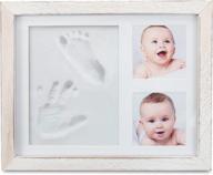 rustic white baby handprint and footprint kit with non-toxic clay, farmhouse style picture frame, ideal for baby shower gifts, newborn baby keepsakes, top baby girl and boy gifts (standard size) logo