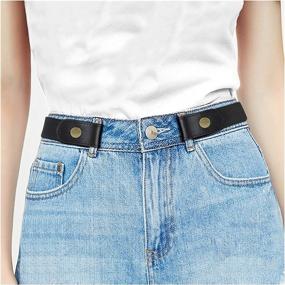 img 4 attached to 👗 Elastic Invisible WHIPPY Women's Belt with Buckle Stretch - Essential Accessory