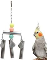 🔔 stainless steel bird bells string parrot hanging chew toy for parakeet cockatiel cockatoo conure in silver color logo