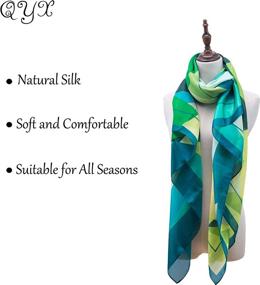 img 3 attached to 🧣 Women's Fashion 100% Silk Scarf - Large Sunscreen Shawls Wraps - Lightweight Floral Pattern Satin for Headscarf & Neck - Enhanced SEO