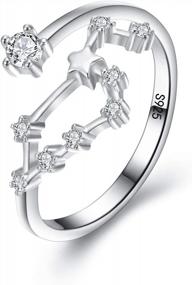 img 3 attached to Shine Like The Stars: EleQueen'S 925 Silver Zodiac Constellation Ring Collection