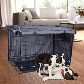 img 3 attached to 🐶 Dog Crate Cover - Oxford Fabric Pet Kennel Cover for 24-48 Inch Dog Crate, 1-3 Doors, Pockets, Mesh Window - Universal Fit for Small, Medium, and Large Dogs