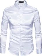 👔 hengao shiny satin button sleeves men's clothing - perfect for shirt enthusiasts! логотип