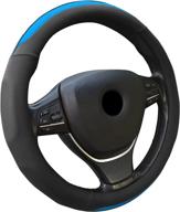 🚗 andalus microfiber steering wheel cover for car - premium car steering wheel cover - stylish car accessories for men and women - fits honda, ford, toyota, nissan & more - universal 15" size (black blue) логотип