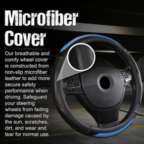 img 1 attached to 🚗 ANDALUS Microfiber Steering Wheel Cover for Car - Premium Car Steering Wheel Cover - Stylish Car Accessories for Men and Women - Fits Honda, Ford, Toyota, Nissan & More - Universal 15" Size (Black Blue)