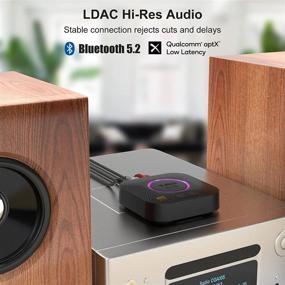 img 2 attached to 1Mii B06S+ Bluetooth 5.2 Receiver, HiFi Bluetooth Audio Adapter W/ LDAC, Aptx HD & Aptx Low Latency, Long Range Hi-Res Audio With Volume Control, 3.5Mm & RCA Outputs, Easy Setup For Home Stereo System