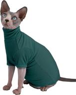 🐈 peacock green cotton cat turtleneck sweater pullover for sphynx, cornish rex, devon rex, peterbald - medium size (1-pack) logo