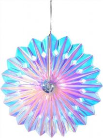 img 3 attached to Shimmer In Style With Iridescent Hanging Decorations: Foil Folding Fans For Bridal Showers, Weddings, Birthdays, And Frozen Themed Parties
