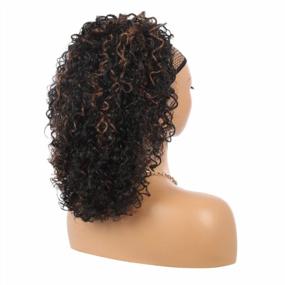 img 4 attached to Get The Perfect Kinky Curly Hair Look With Kalyss Long Synthetic Hair Extension With Highlights Drawstring Ponytail Hairpiece