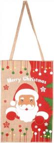 img 1 attached to Junxia Two Pieces Natural Burlap Laughing Santa Garden Flag Colorful Merry Christmas Outdoor Garden Yard Decorations