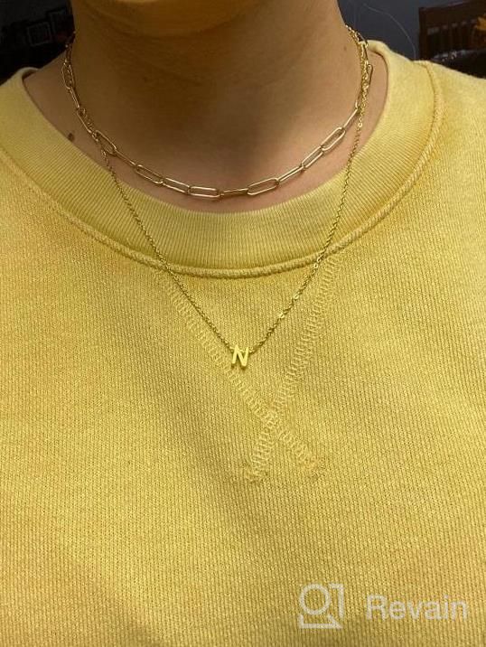 img 1 attached to Paperclip Chain Necklace For Women, 14K Gold Plated Oval Dainty Choker Chain Link Necklace For Women Girls review by Crystal Garrett