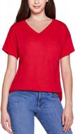 atika women's loose summer t-shirts: soft and casual v-neck tops with pocket logo