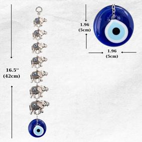 img 3 attached to Turkish Blue Evil Eye Wall Hanging Ornament With Silver Metal Home Decor - Erbulus Seven Elephants Glass, Turkish Nazar Bead Amulet For Protection And Good Luck Charm Gift