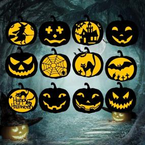 img 3 attached to 🎃 Набор шаблонов-трафаретов Konsait из 12 штук для Хэллоуина для самостоятельного оформления тыкв и ремесел - многоразовые пластиковые трафареты для искусства, живописи, окон, зеркал, стекла, ведения журнала, скрапбукинга и многого другого - размер 6х6 дюймов.