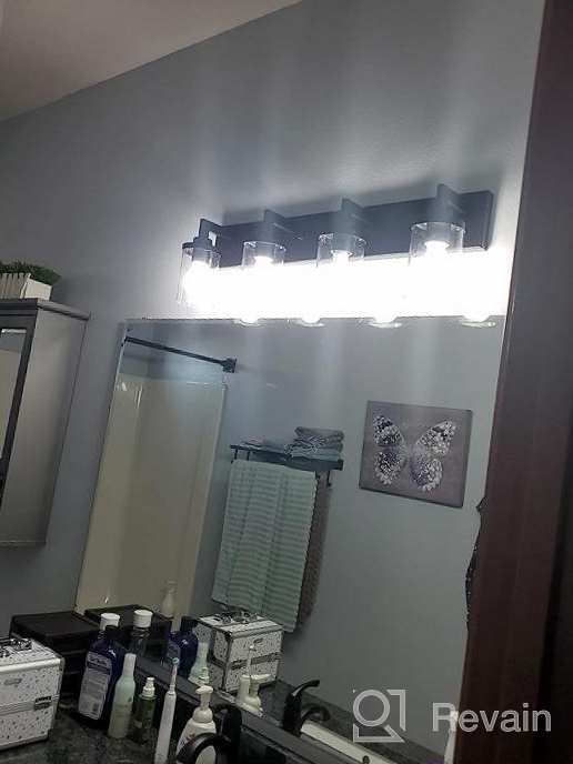 img 1 attached to Modern 3-Light Bathroom Vanity Fixture In Matte Black With Clear Glass Shades For Industrial Style Wall Decor And Over Mirror Lighting By VINLUZ review by Ashwin Worlds