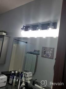img 7 attached to Современный 3-светильник для ванной комнаты в матовом черном цвете с прозрачными стеклянными абажурами для декора стен в индустриальном стиле и освещения над зеркалом от VINLUZ