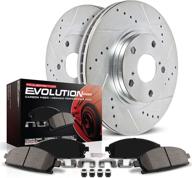 🔥 enhanced performance: power stop k1604 front z23 carbon fiber brake pads with drilled & slotted brake rotors kit логотип