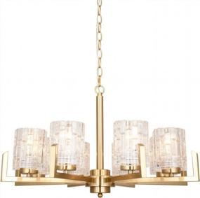 img 2 attached to Contemporary Brushed Brass Chandelier With 8 Lights For Dining Room, Kitchen, Bathroom, And Living Room - ALICE HOUSE AL2218-H8, 25.6 Inches