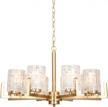 contemporary brushed brass chandelier with 8 lights for dining room, kitchen, bathroom, and living room - alice house al2218-h8, 25.6 inches logo