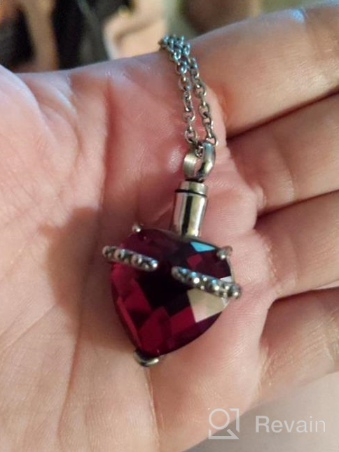 img 1 attached to 💖 LoEnMe Jewelry - Crystal Birthstone Love Heart Urn Necklace for Ashes: Special Memorial Keepsake review by Oliver Phelps