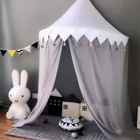 img 1 attached to Grey Bed Canopy For Girls Bed: Princess Nursery Play Reading Room Chiffon Hanging Tent With Mosquito Netting - Perfect Kids' Indoor Decoration