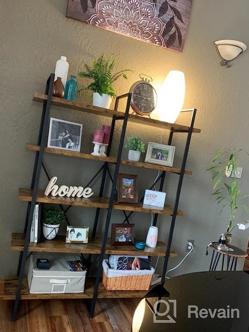 img 1 attached to Vintage Industrial Double Wide Bookcase With 5 Large Shelves - Perfect For Home Decor And Office Displays review by Ryan Frawley