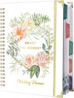 floral wedding planner book and organizer for brides - 5 tabbed sections, 9" x 11.9", hardcover with metal corner, 5 inner pockets, sticker, and elastic closure band логотип