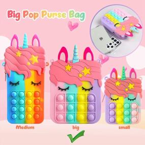 img 3 attached to Cute Pop Shoulder Bag For Girls & Women - ATESSON Sensory Silicone Cartoon Toy Purse Bags!
