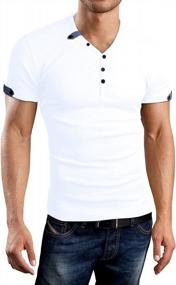 img 4 attached to Aiyino Men'S V-Neck Cardigan Short Sleeve T-Shirt With Button Cuffs