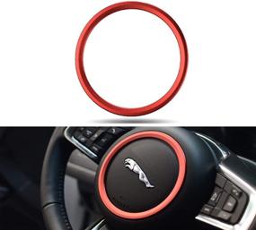 img 3 attached to Red Premium Aviation Aluminum Alloy Car Steering Wheel Decoration Ring Sticker Decals for Jaguar XE, XFL, F-PACE, F-Type & XF 2015-2018
