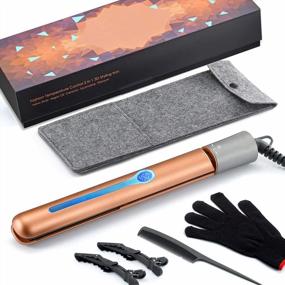img 4 attached to NITION Pro Hair Straightener 1 Inch Argan Oil Tourmaline Ceramic Titanium Heating Plate For Healthy Styling,2-In-1 Digital LCD 265-450°F Straightening Flat Iron & Curling Iron For All Hair Type,Gold
