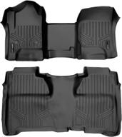 🚗 maxliner custom fit black floor mats 2 row liner set for crew cab 2014-2018 silverado/sierra 1500 - 2015-2019 2500/3500 hd logo