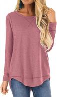 lanremon women's short/long sleeve tunic top with side split - crewneck shirt for summer logo