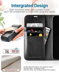 img 2 attached to IPhone 13 Pro Wallet Case By OCASE - PU Leather Flip Cover W/ Card Holders, RFID Blocking & Shockproof TPU Inner Shell | 6.1 Inch 2021 (Black)