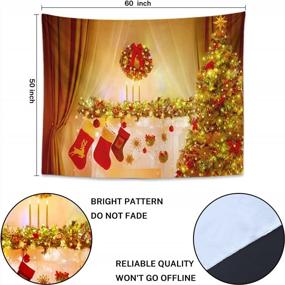 img 1 attached to Emvency Christmas Tree Wreath Tapestry 50"X60" Home Decor Xmas Family Merry Eve New Year Winter Colorful Magic Garland Fireplace Wall Tapestries For Bedroom Living Room Dorm