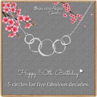sterling silver infinity necklace for 50th birthday celebration - 5 circle 5 decades pendant, ideal mom gift and mother's day jewelry present logo