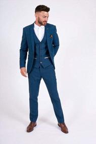img 2 attached to Vintage Blue Tweed Herringbone Wool 3-Piece Tailored Suit For Men - Classic Style
