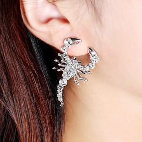 img 3 attached to Stylish Feximzl Scorpion Stud Earrings: Unique Crystal Jewelry Gift For Women In Sparkling Silver