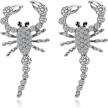 stylish feximzl scorpion stud earrings: unique crystal jewelry gift for women in sparkling silver logo