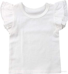 img 4 attached to 👕 Stylish Summer Outfits: Toddler Baby Girl Plain T-Shirts | Short Sleeve Cotton Tops