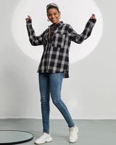 img 3 attached to Stay Stylish And Comfortable With MGWDT Women'S Plaid Flannel Shirts - Soft Cotton-Blend Casual Button-Downs