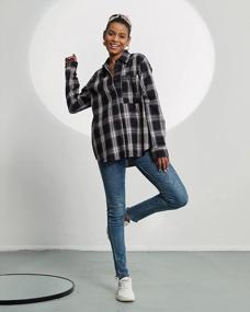 img 1 attached to Stay Stylish And Comfortable With MGWDT Women'S Plaid Flannel Shirts - Soft Cotton-Blend Casual Button-Downs