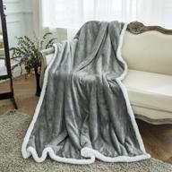 super soft, lightweight & eco-friendly sherpa throw blanket - 60 x 80 inches twin size (grey) logo