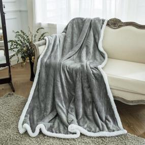 img 4 attached to Super Soft, Lightweight & Eco-Friendly Sherpa Throw Blanket - 60 X 80 Inches Twin Size (Grey)