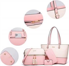 img 2 attached to Shop The Ultimate Women'S Fashion Handbag Set - 4Pcs Tote, Shoulder, And Satchel Purse With Top Handle