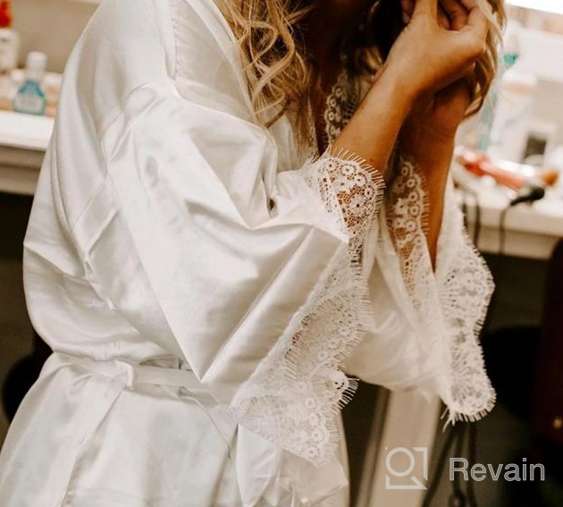 img 1 attached to Luxurious Women'S Bridal Shower Robe With Elegant Lace Trim And Satin Kimono Design - Perfect For Wedding Party Gown review by Harel Leary